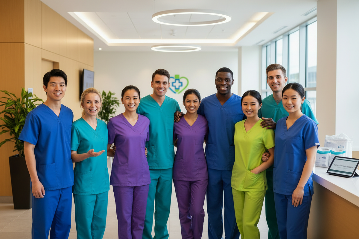 Diverse Healthcare Professionals in Scrubs
